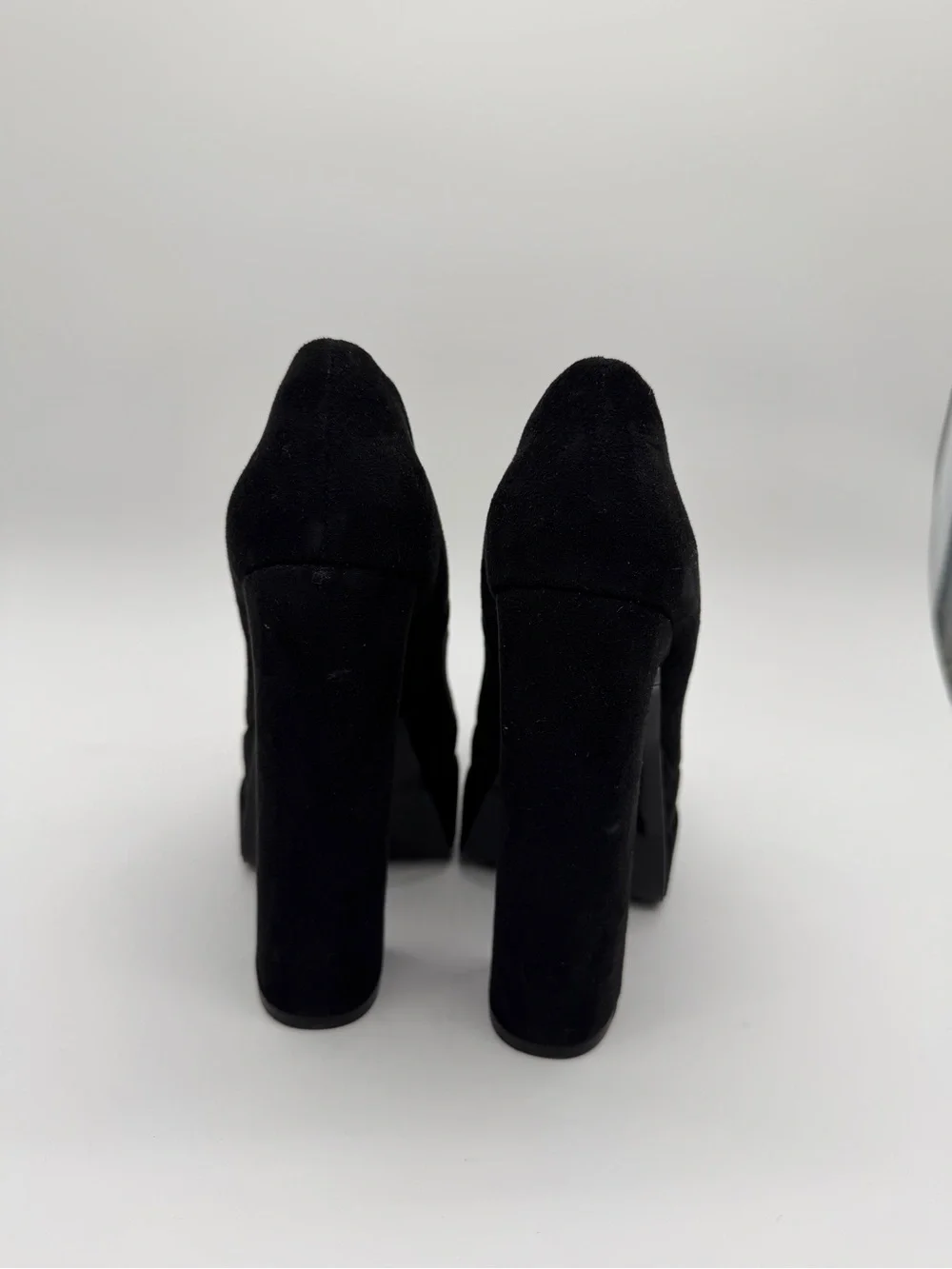 D'Amelio Marlania Platform Pump Black Microsuede Chunky Heel - US 5.5M